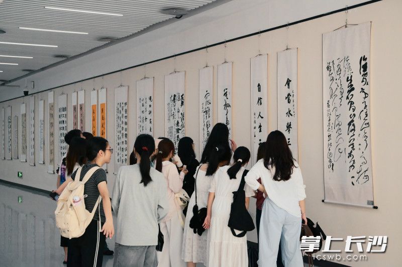 众多大学生驻足欣赏。