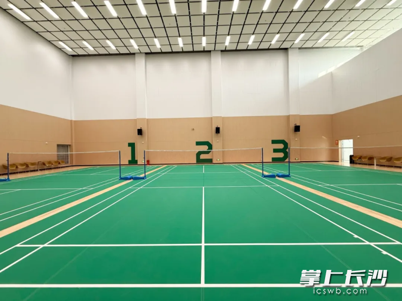 羽毛球馆则设有3片相连标准场地。
