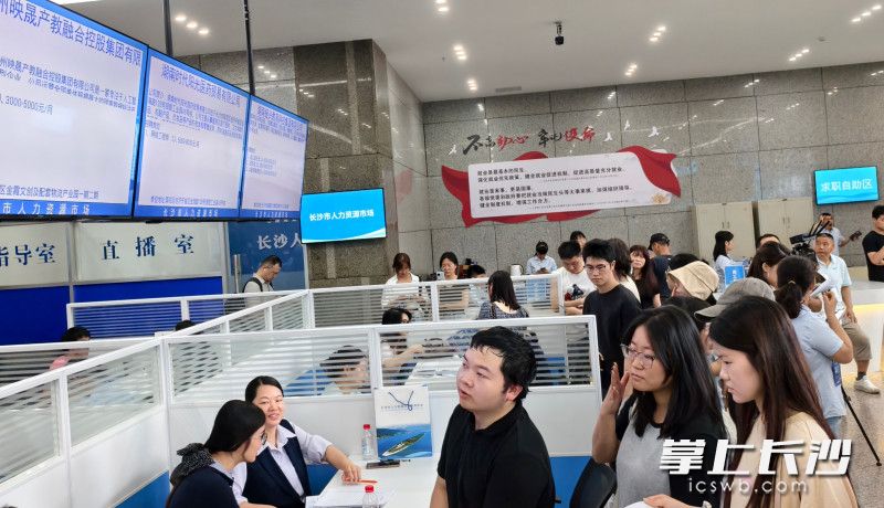 本次招聘会累计吸引500余名数字技能求职者咨询洽谈，252名求职者与参会企业达成初步录用意向。 均为长沙晚报通讯员梁露摄