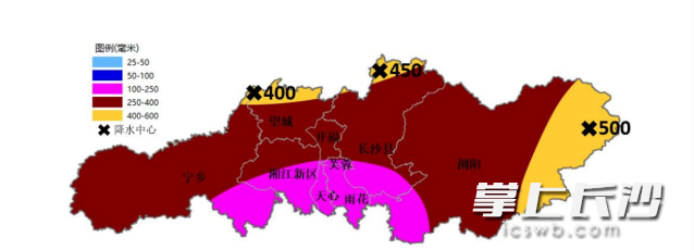 18日8时至28日8时降雨量预报图（单位：毫米）。 均为长沙晚报通讯员 吴瑕供图