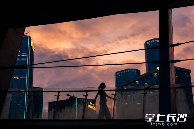 市民行走在梅溪湖中轴线健康步道上。