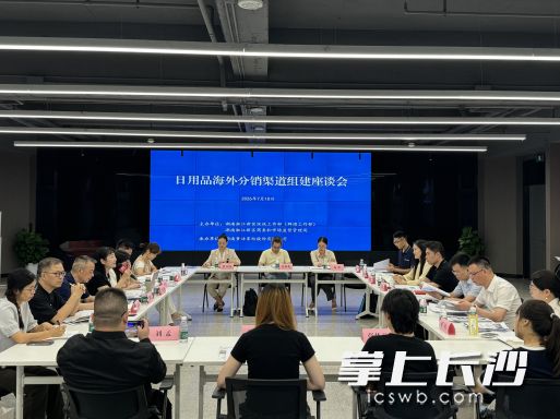 座谈会现场，十余家新区日用品企业负责人围桌深谈，共商出海破局之道。湘江早报全媒体记者 马媛 摄