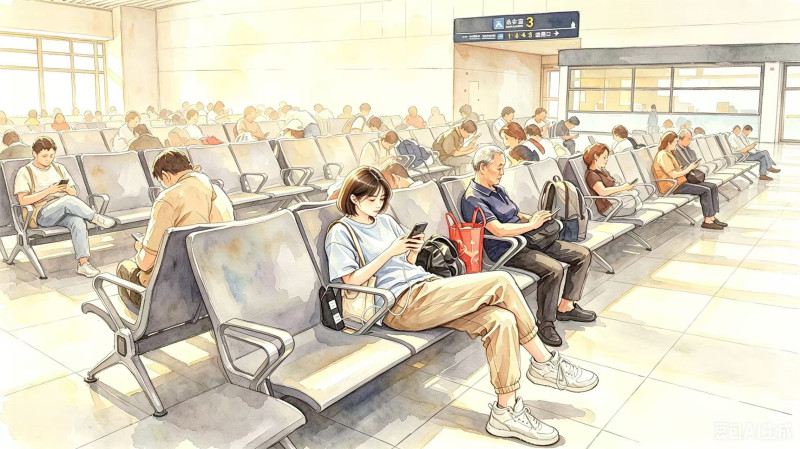 长沙火车站在座椅扶手位置新增充电口,广大旅客在候车时间不用担心手机没电了。AI生图 长沙火车站在座椅扶手位置新增充电口,广大旅客在候车时间不用担心手机没电了。AI生图