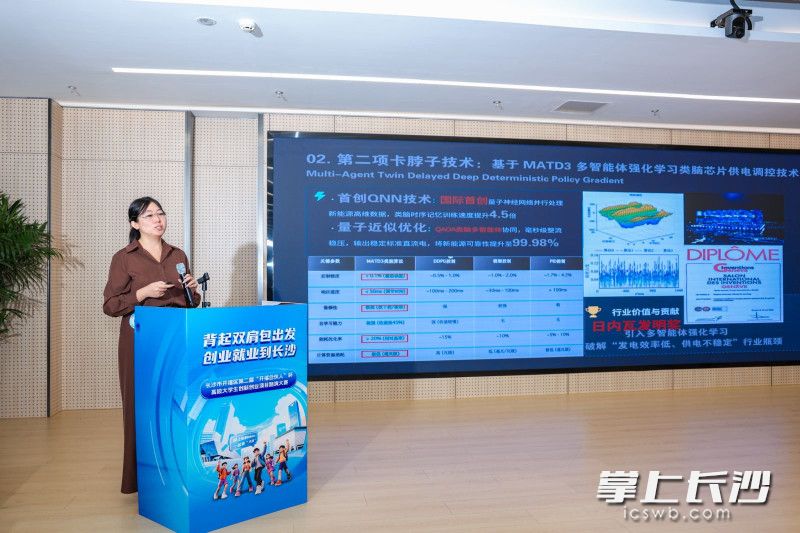 清华大学朱雪涛团队带来“基于量子增强的全球智慧电网MOF新能源”项目。 均为长沙晚报通讯员杨帅供图