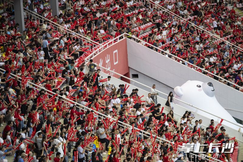 来自湘江欢乐城的巨型北极熊似乎早已预料到赛果。