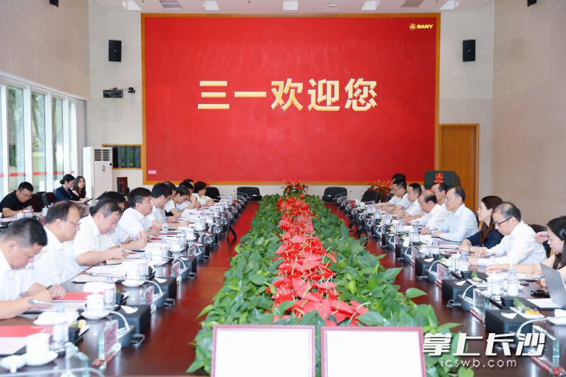 座谈会上，双方围绕搭建校企合作共同体、深化产学研深度融合、合力赋能湖南高质量发展等进行交流。