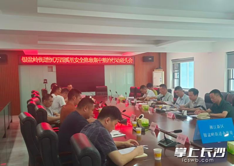 银盆岭街道恒万西溪里安全隐患集中整治行动碰头会。 通讯员 龚月 供图