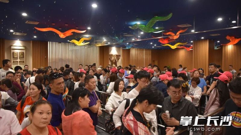 观影游客等待入场。