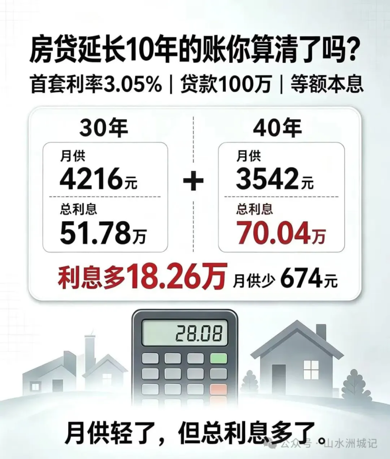 长沙房贷100万贷款年限对比图。AI制图