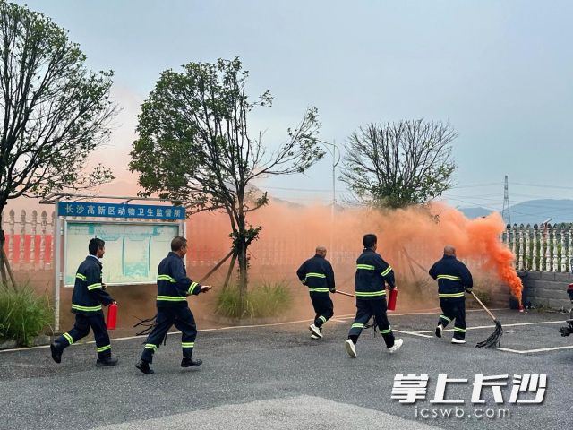 森林火情早期处置实战演练现场。 均为长沙晚报通讯员 向玲娅供图