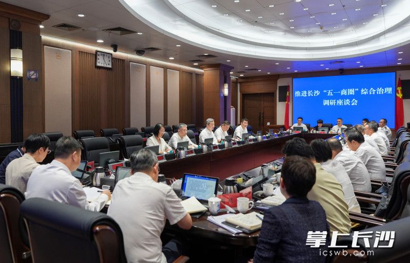 陈竞主持召开调研座谈会。 均为长沙晚报全媒体记者 郭雨滴 摄