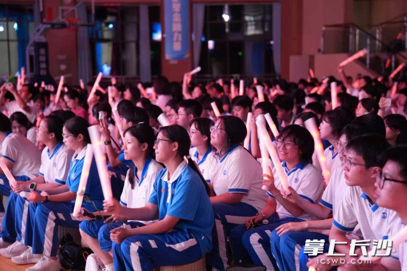 观众们挥舞着荧光棒。