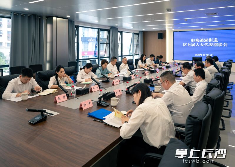 10月16日，人大梅溪湖街道工委组织召开驻街道区七届人大代表座谈会。通讯员 张赛萍 供图