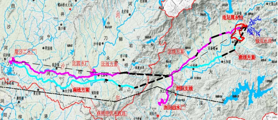 供水线路、方案及受水点示意图 供水线路、方案及受水点示意图