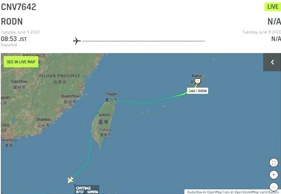 图为美军机飞行路线