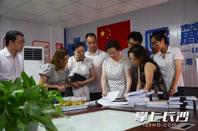 8月13日，长沙高新区党工委副书记陈志红（前排右二）就国务院《保障农民工工资支付条例》落实进行督查。袁路华 摄