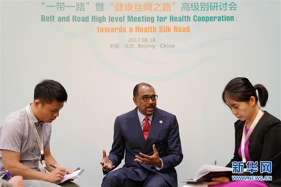 联合国副秘书长、联合国艾滋病规划署执行主任米歇尔·西迪贝在“一带一路”暨“健康丝绸之路”高级别研讨会期间接受新华社记者专访（2017年8月18日摄）。新华社记者 张玉薇 摄