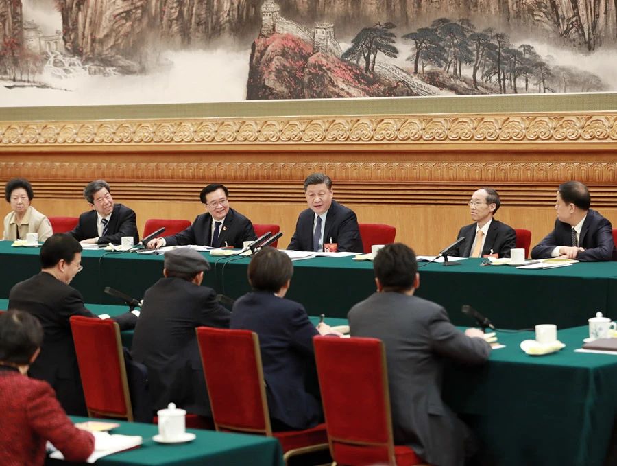 △2019年3月8日，习近平参加十三届全国人大二次会议河南代表团的审议。