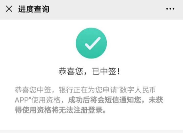 数字人民币抽签结果 来源：受访者提供