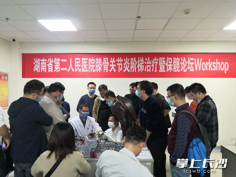 专家带领大家进行假骨操作。 