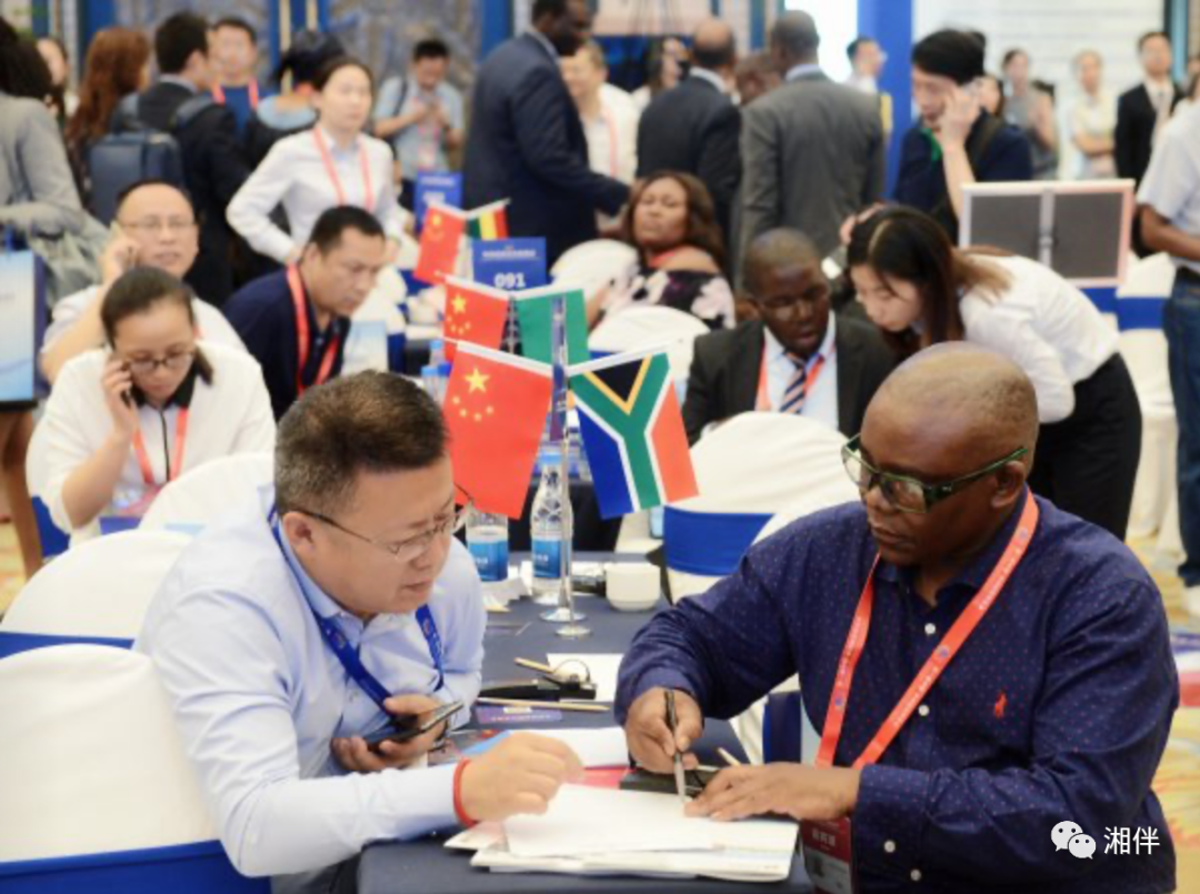 中非经贸合作磋商会上，中非与会嘉宾在进行一对一的磋商。湖南日报记者 徐行 摄