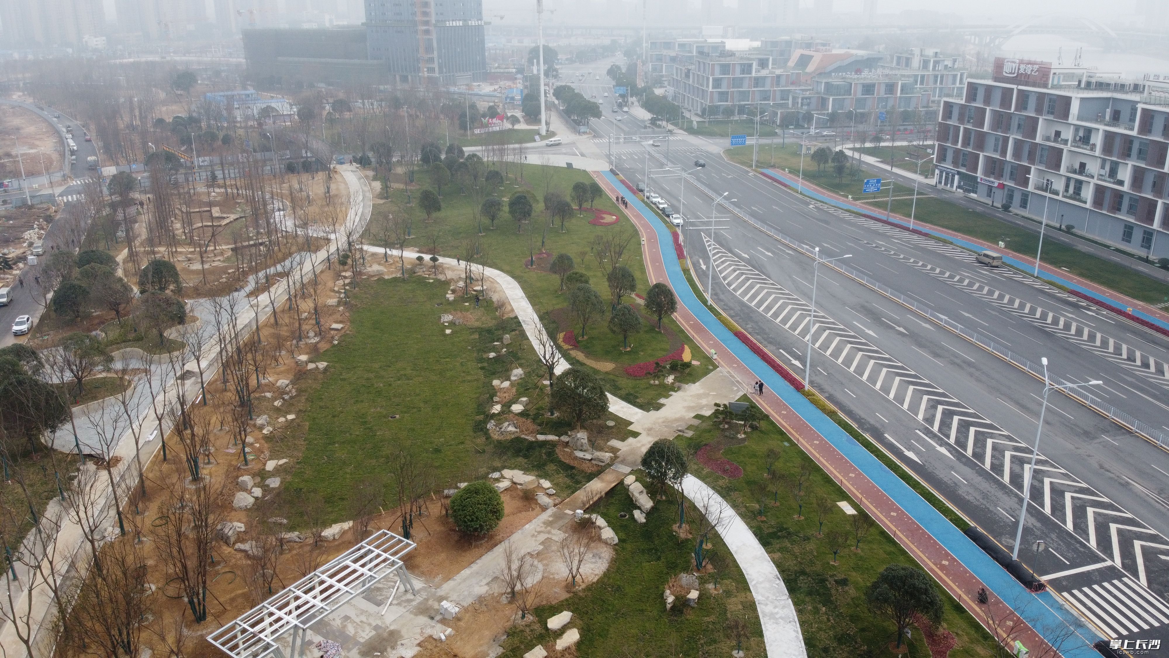 眼下，占地24万平方米的马栏山公园正在紧张施工中，预计今年上半年建成开园。长沙晚报全媒体记者 王志伟摄
