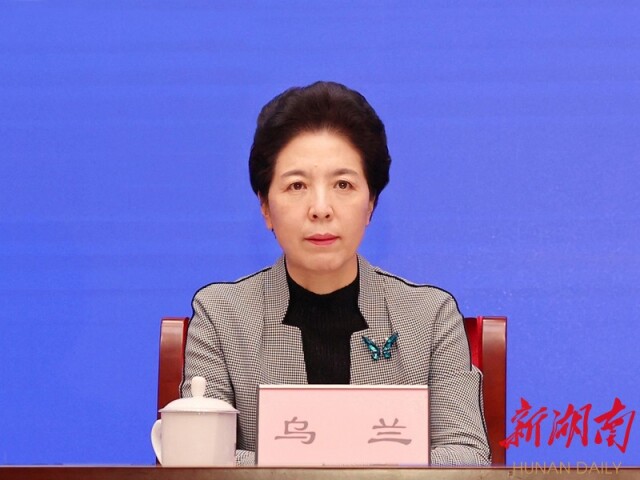 乌兰讲话。 湖南日报·新湖南客户端记者 赵持 刘尚文 摄