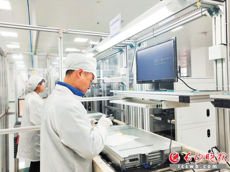 岳麓高新区，湘江鲲鹏项目车间工人忙生产。 李想 摄