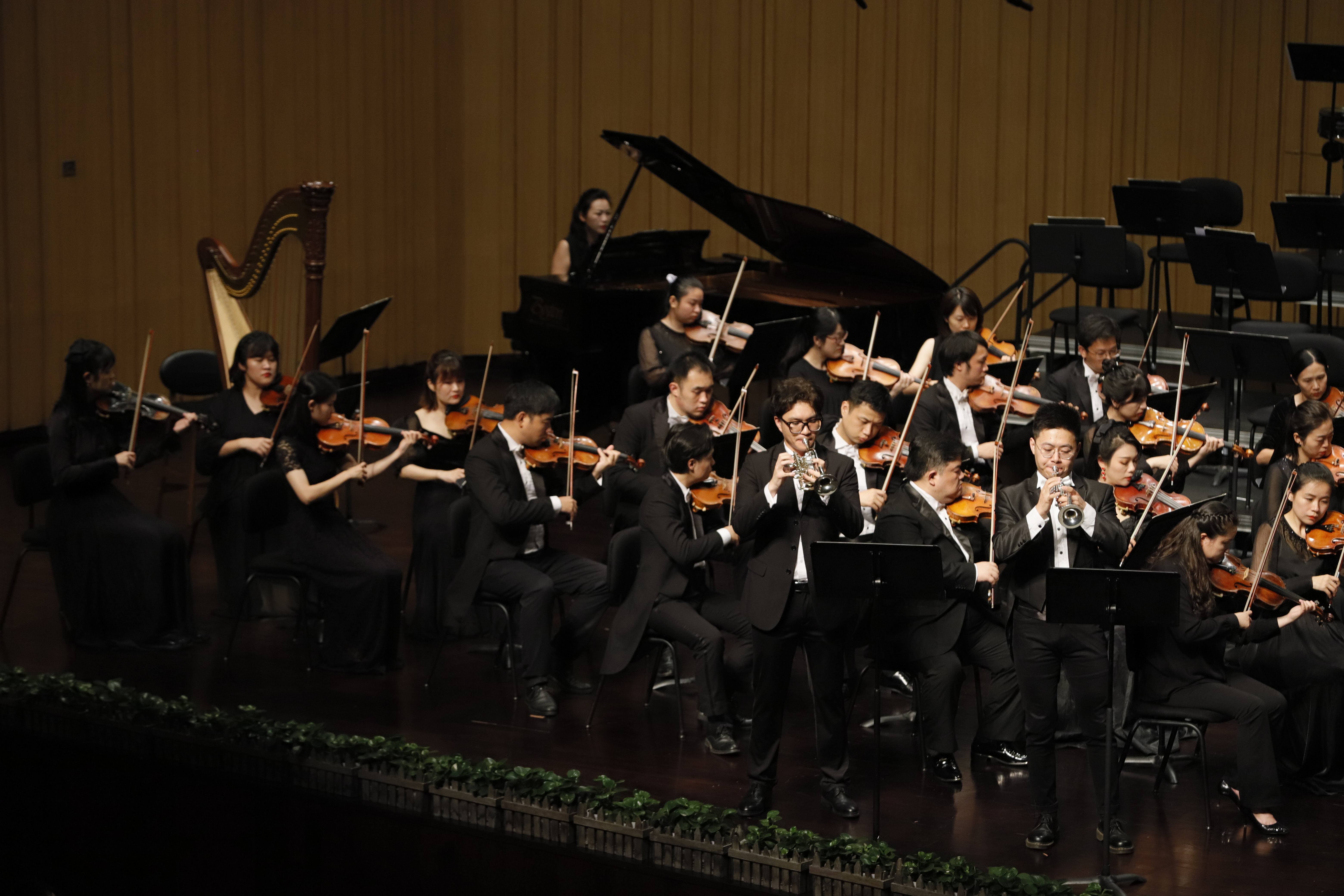 今晚，2021湖南音乐季“金色的号角”音乐会在长沙音乐厅上演。朱寒冰摄
