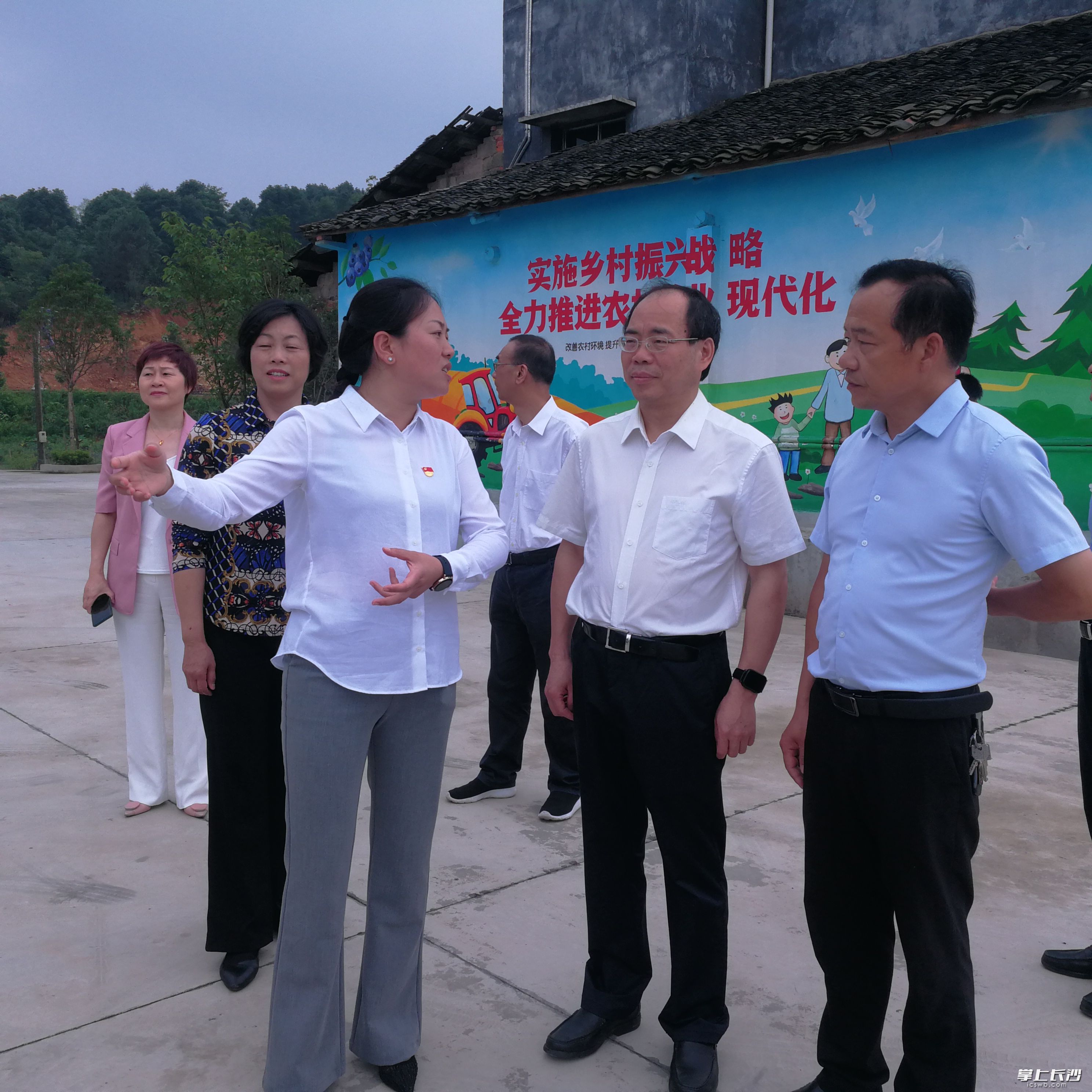 11日，市委常委、市委统战部部长谭小平到联点乡村振兴示范创建乡镇宁乡市坝塘镇调研。 长沙晚报全媒体记者 黎铁桥 摄