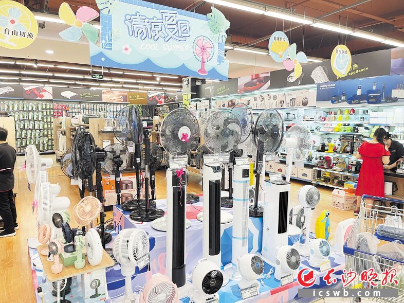 在长沙一家精品店，各种各样的便携式小风扇被摆在显眼位置。长沙晚报全媒体记者 范宏欢 摄
