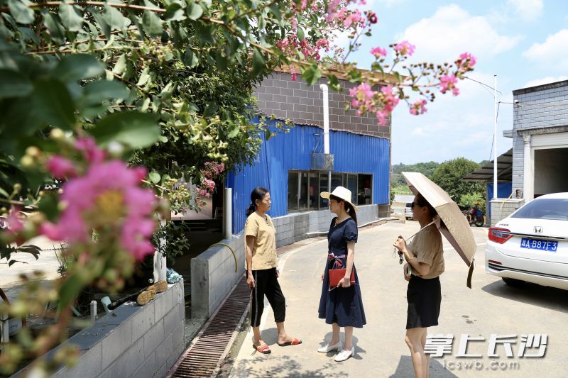 余苏林（中）到群众家走访了解。长沙晚报全媒体记者 颜开云 摄