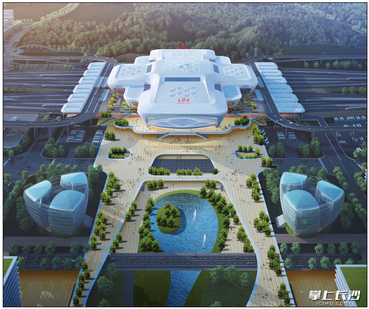 长沙高铁西站综合交通枢纽工程设计效果图