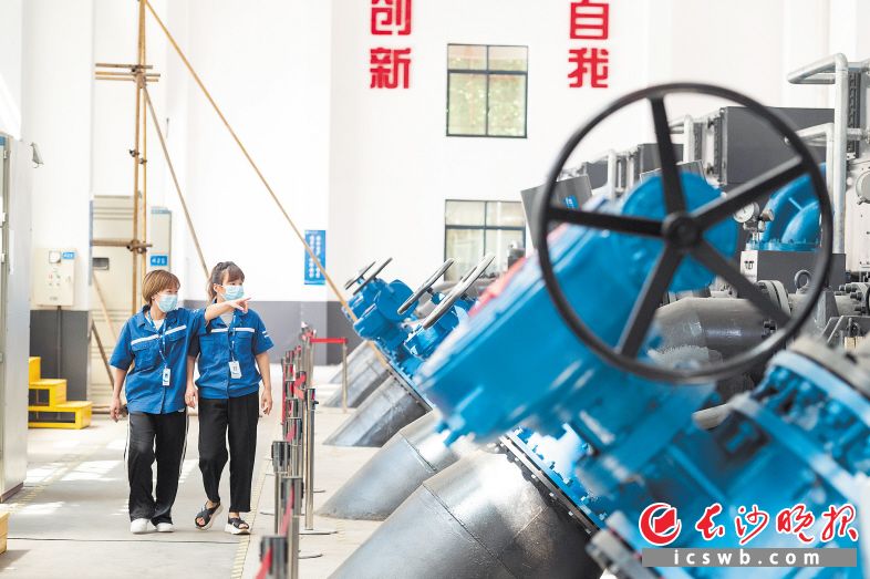 在水厂泵房，工作人员正在进行巡查。
