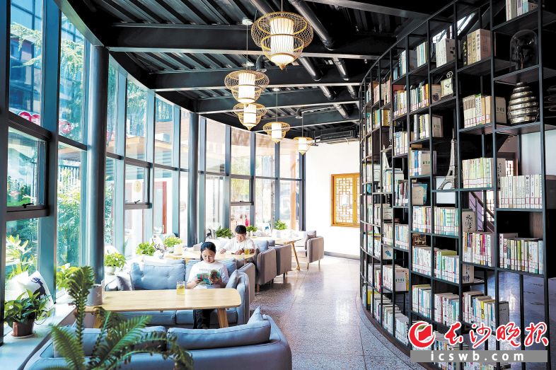 星沙街道借助“三棵树·凉塘客厅”这一驿站，营造居民学习氛围，促进居民交流沟通，将社会管理创新落到实处。图为市民在“三棵树·凉塘客厅”阅读休憩。长沙晚报通讯员 盛磊 摄