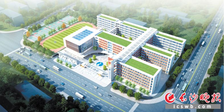 麓山国际实验二小按照“教城融合”要求建设，规划48个班级，目前正按明年秋季开学的目标全力推进。