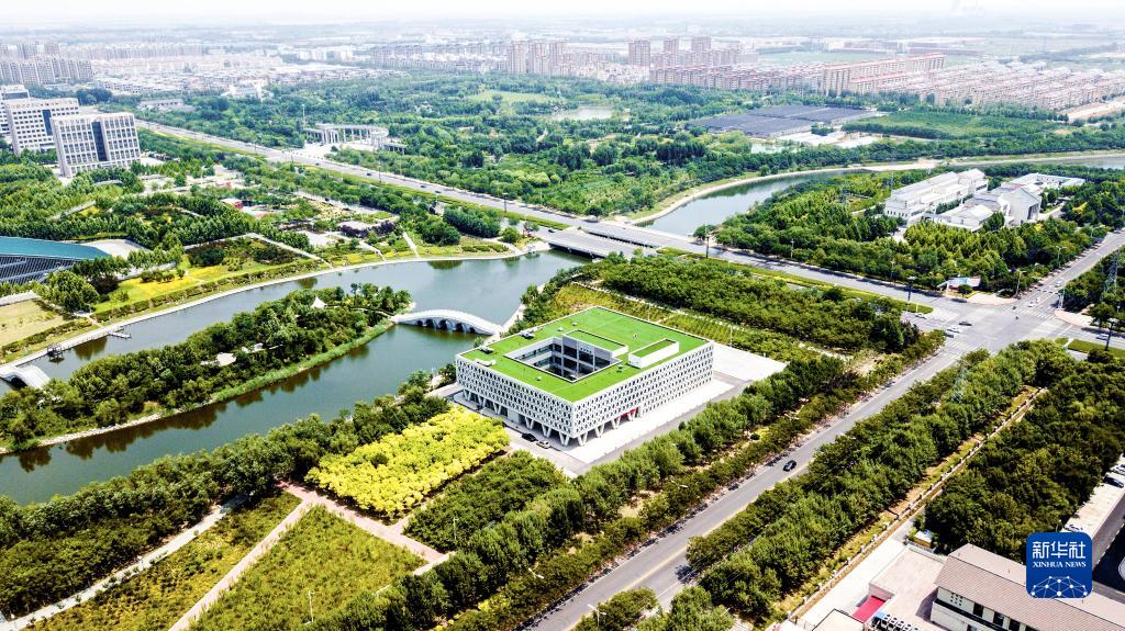 这是2018年6月24日拍摄的山东省东营市垦利区城市景色（无人机照片）。新华社记者 吴刚 摄