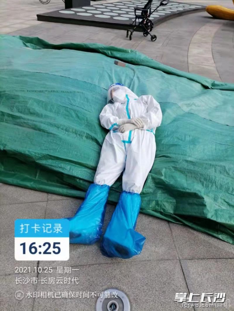 25日流传网络的“秒睡”照。除署名外均为通讯员 张璋 摄