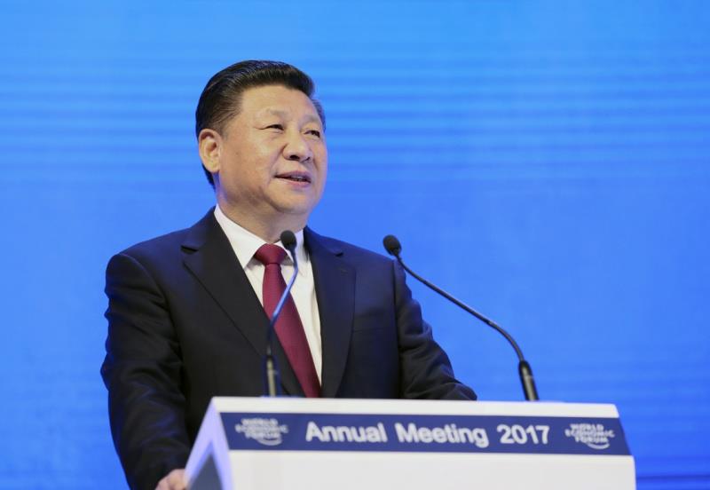▲2017年1月17日，习近平主席在瑞士达沃斯国际会议中心出席世界经济论坛2017年年会开幕式并发表题为《共担时代责任 共促全球发展》的主旨演讲。