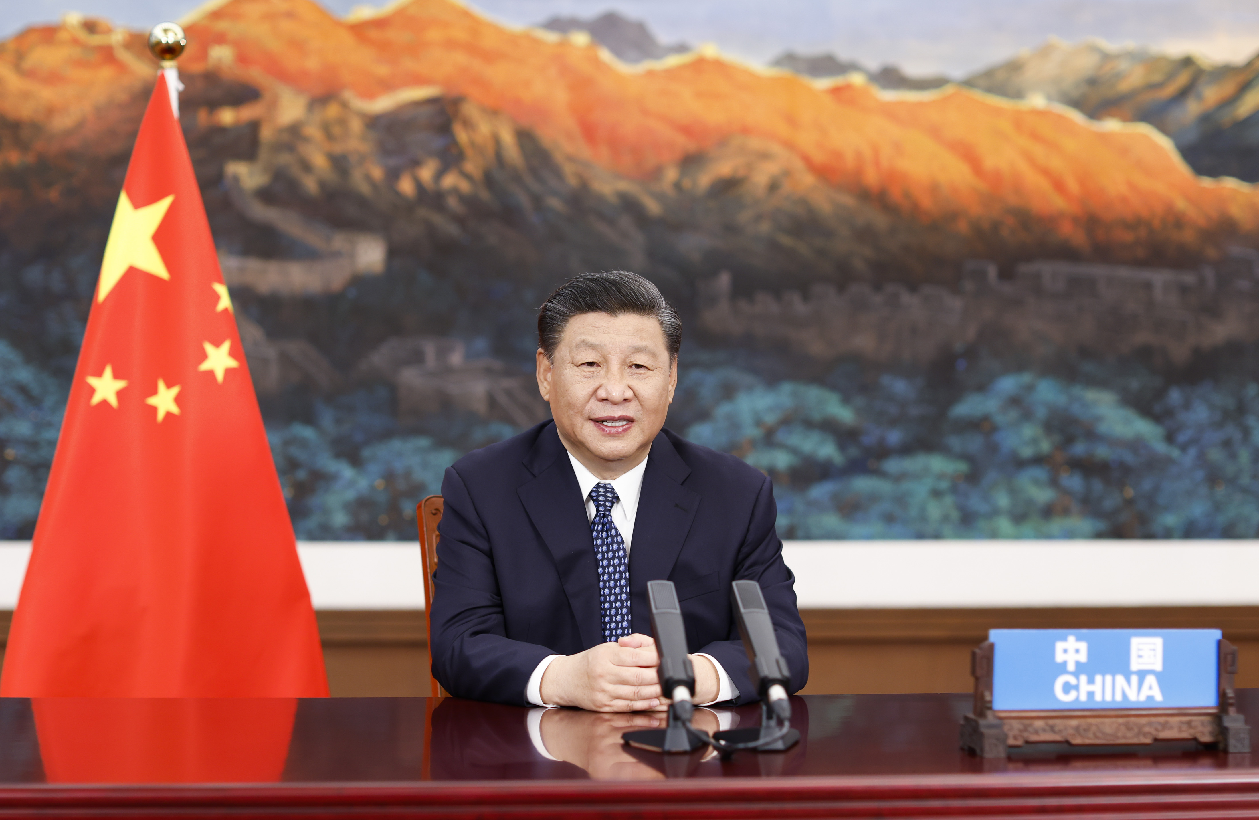 2021年5月21日晚，国家主席习近平应邀在北京以视频方式出席全球健康峰会，并发表题为《携手共建人类卫生健康共同体》的重要讲话。新华社记者 黄敬文 摄