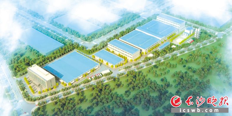 投资30亿元的湖南鹏博新材料有限公司年产7万吨正极材料项目效果图。 长沙晚报通讯员 王伦飞 贺芬 供图
