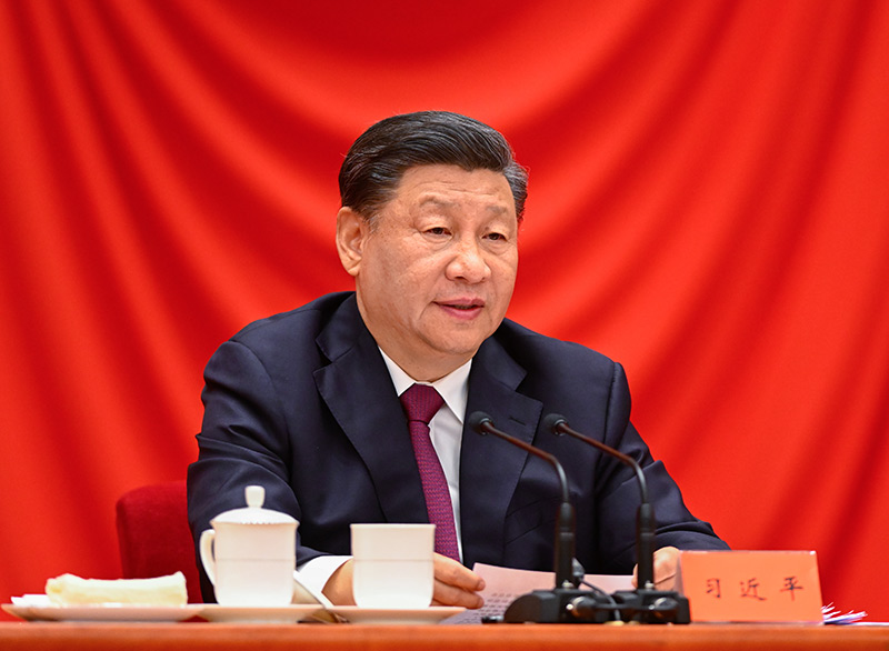 5月10日，庆祝中国共产主义青年团成立100周年大会在北京人民大会堂隆重举行。中共中央总书记、国家主席、中央军委主席习近平在大会上发表重要讲话。新华社记者 李学仁 摄