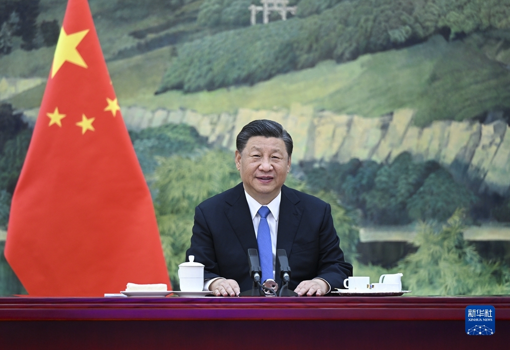 5月25日，国家主席习近平在北京以视频方式会见联合国人权事务高级专员巴切莱特。新华社记者 谢环驰 摄