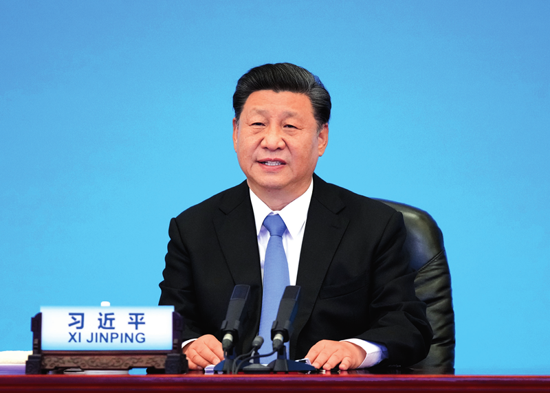 2021年7月6日，中共中央总书记、国家主席习近平在北京出席中国共产党与世界政党领导人峰会并发表主旨讲话 李学仁摄/本刊