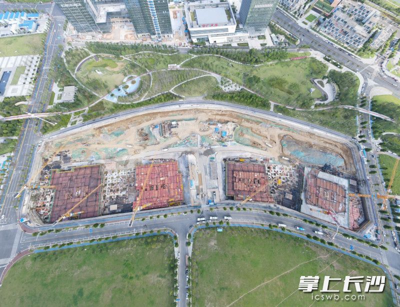 中南传媒马栏山园区项目产业办公B栋日前完成“正负零”节点目标。均为长沙晚报全媒体记者 陈焕明 通讯员罗霜 任明敏 摄影报道