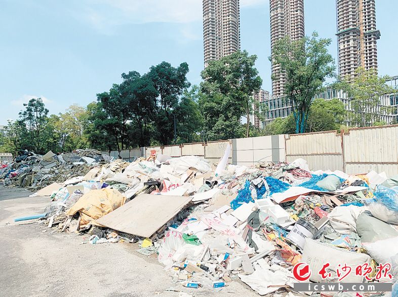 小区地面的“垃圾山”。均为长沙晚报全媒体记者 邓艳红 摄