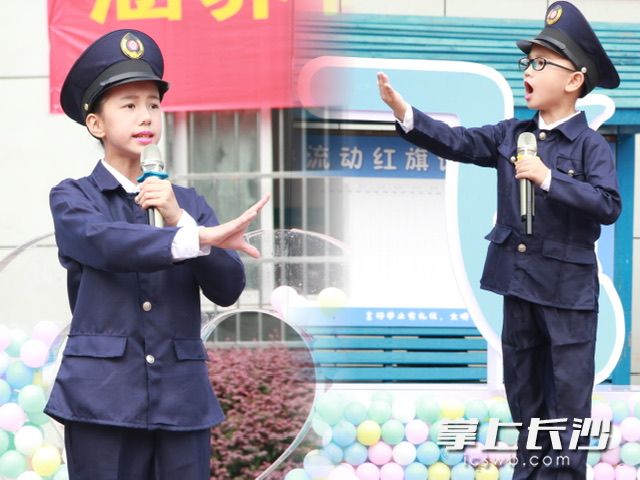 学校小小戏曲传承人刘欣雨、刘欣豪姐弟俩带来的现代京剧选段。