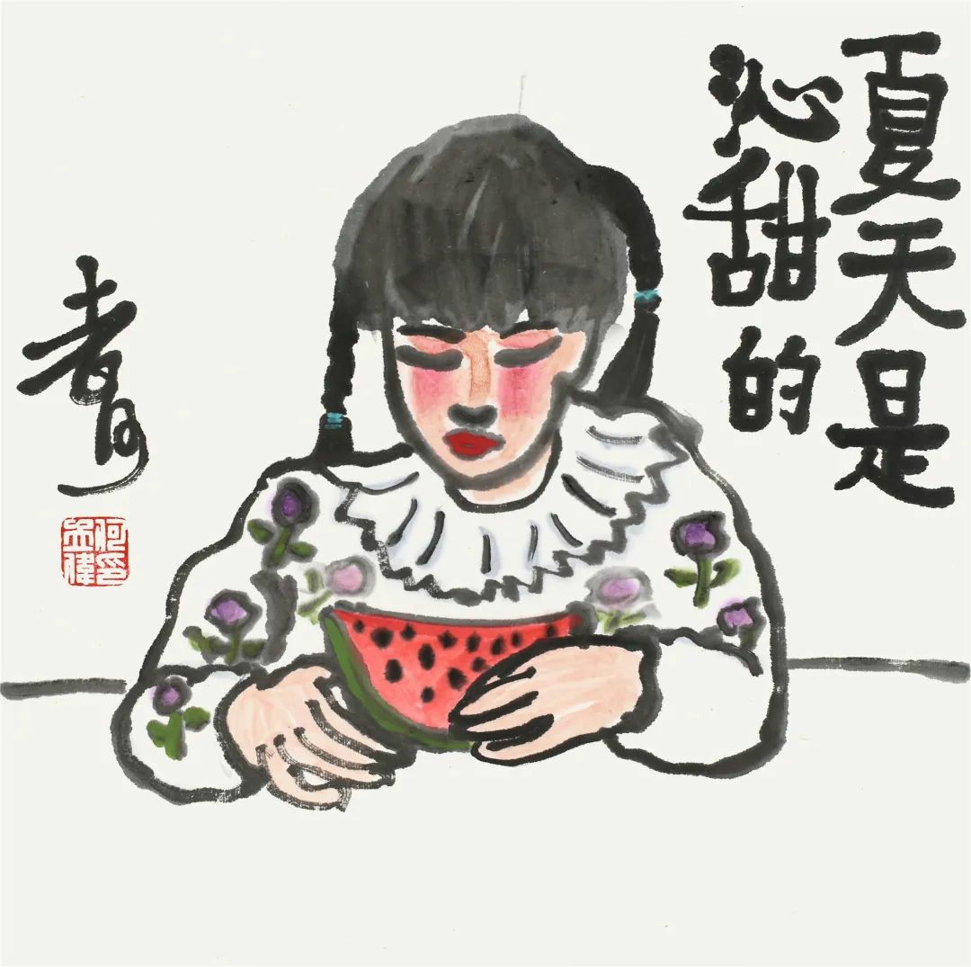何立伟作品&nbsp;夏天是泌甜的&nbsp;35x35cm