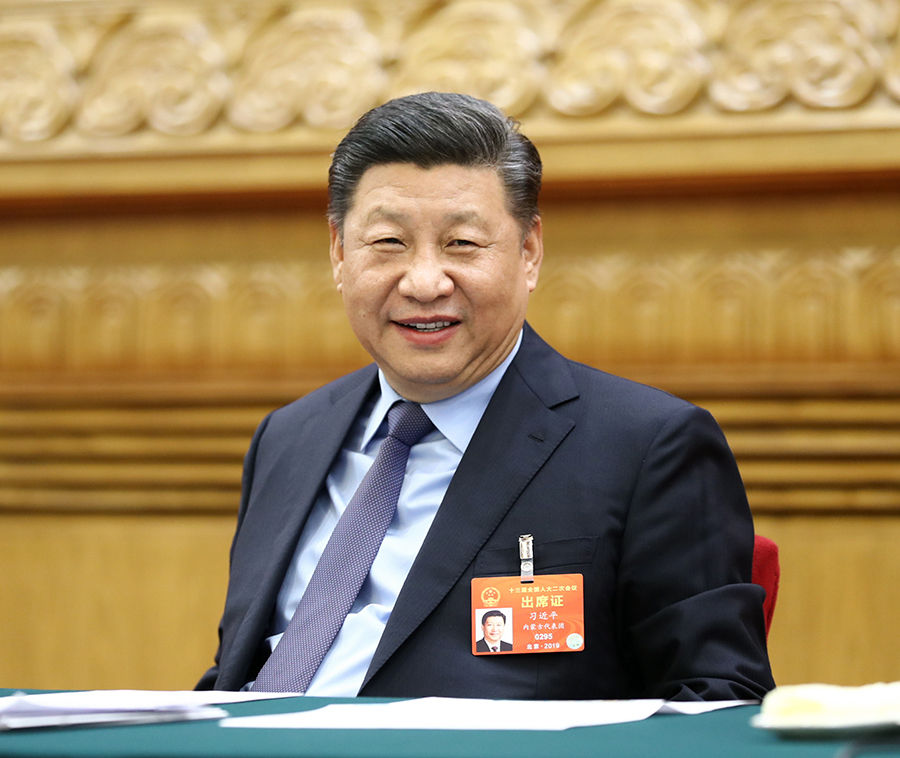 2019年3月10日，中共中央总书记、国家主席、中央军委主席习近平参加十三届全国人大二次会议福建代表团的审议。新华社记者 鞠鹏 摄