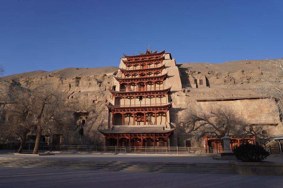 这是2024年1月22日拍摄的甘肃敦煌莫高窟。新华社记者 马希平 摄 这是2024年1月22日拍摄的甘肃敦煌莫高窟。新华社记者 马希平 摄